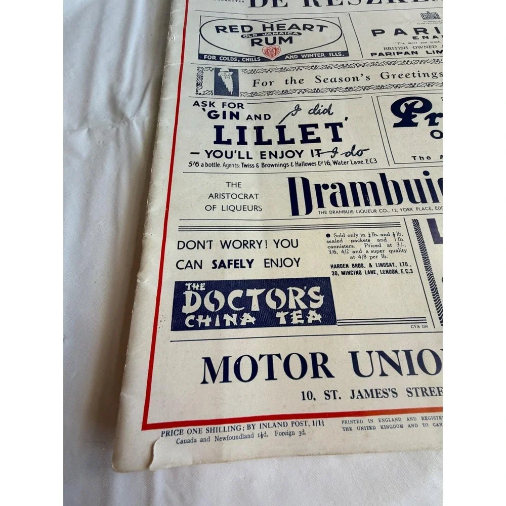 Vintage 1938 The Illustrated London News December 17 Dewars White Label Ad